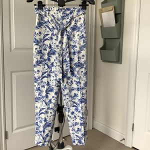 Porcelain blue and white floral pants.